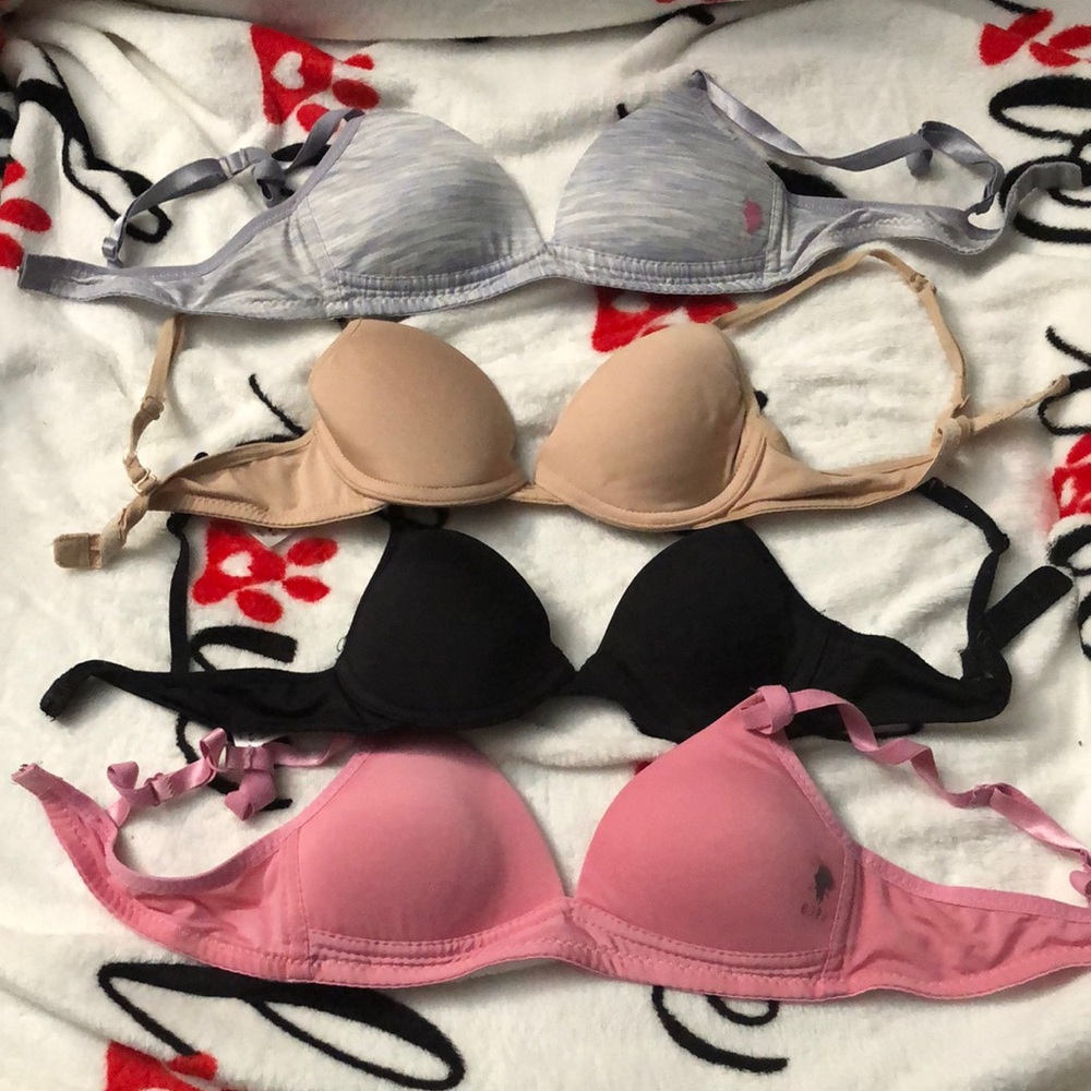 Youth bra bundle-Pink, Black, Tan, and Gray Bras